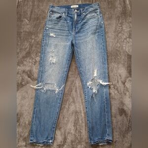 Madewell Womens Perfect Classic Fit Straight Leg Distressed Jeans Sz 29